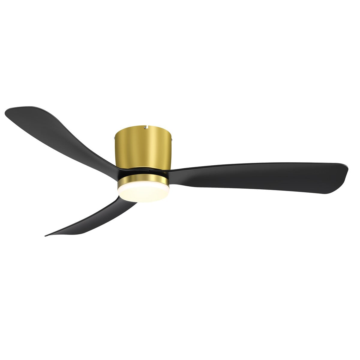 52 Inch Black/White Flush Mount LED Ceiling Fan with Lights Remote(3-Blade)