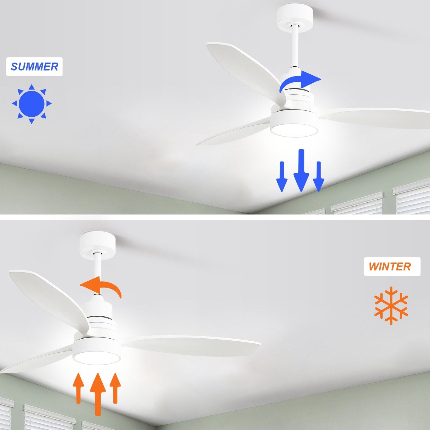 48 and 52 Integrated LED Ceiling Fan with Light and Remote, Reversible DC Motor