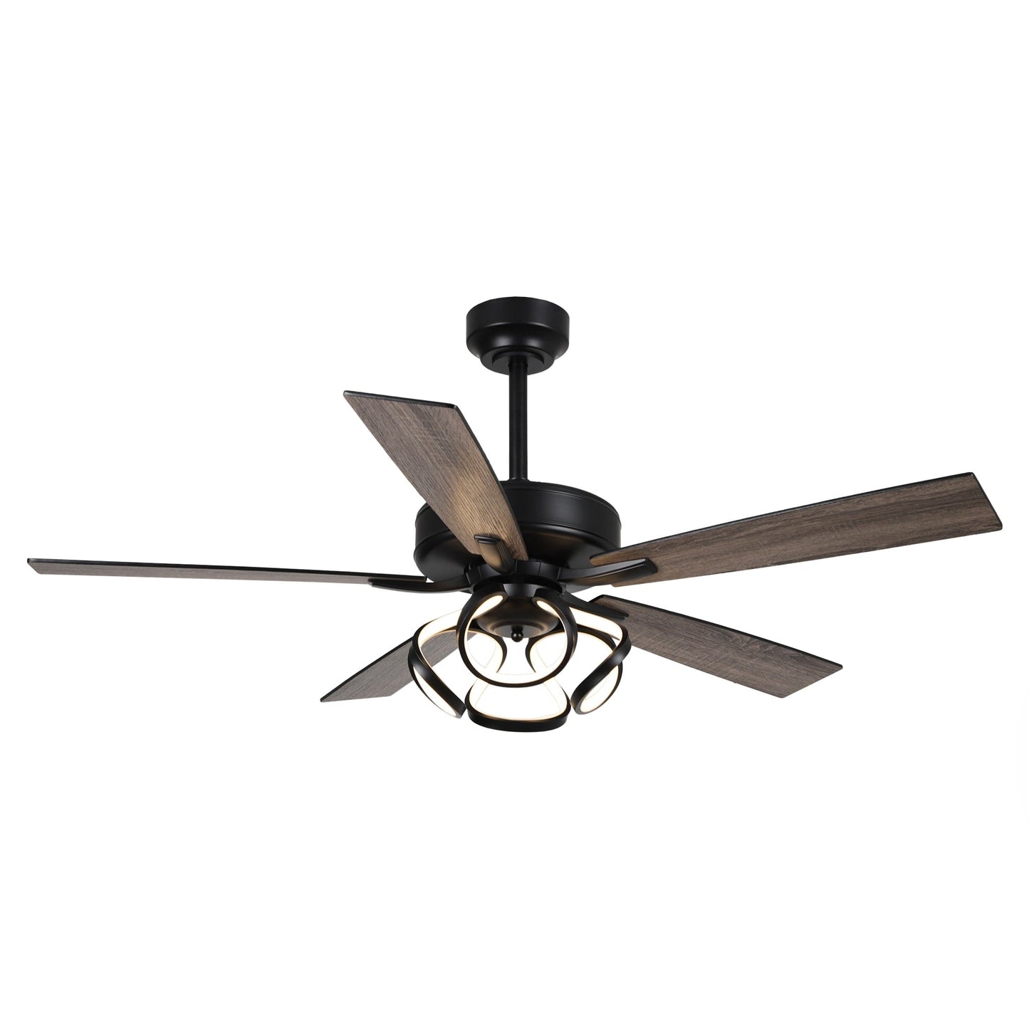 52 Modern Chrome/ Black Indoor Dimmable LED Ceiling Fan with Light and Remote