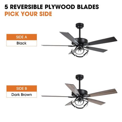 52 Modern Chrome/ Black Indoor Dimmable LED Ceiling Fan with Light and Remote