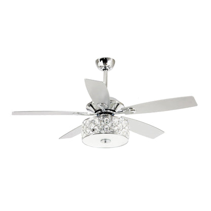 52 Modern 4-Light Chandelier Crystal Ceiling Fan with Remote