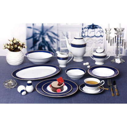 57-piece Bone China Dinnerware Set - Midnight - Gold