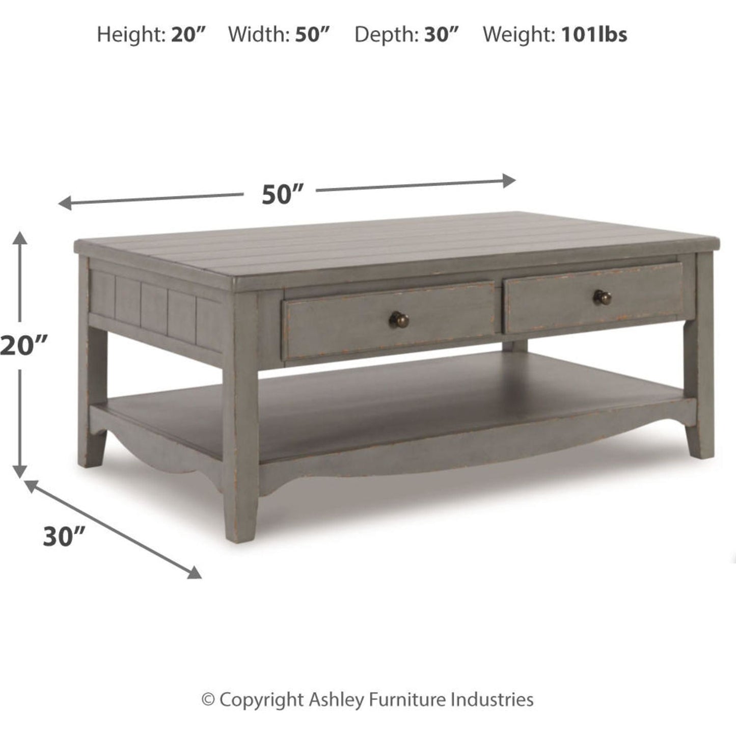Charina Coffee Table - Antique Gray