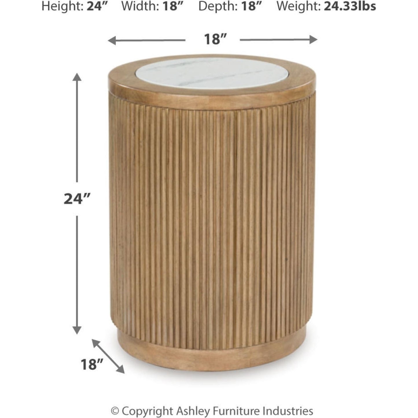 Camdill End Table - Light Brown/White