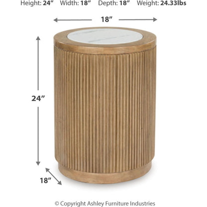 Camdill End Table - Light Brown/White