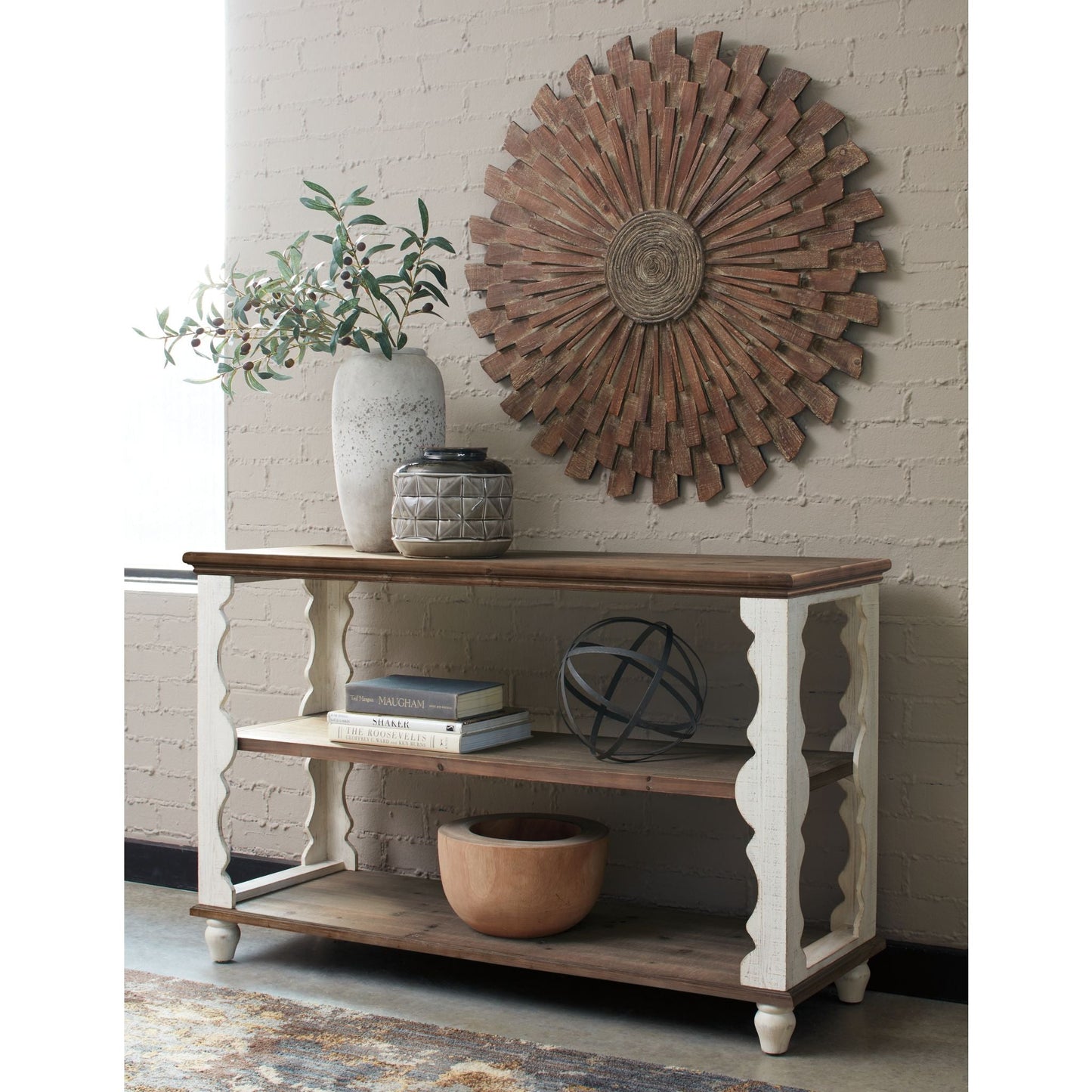 Alwyndale Accent Table - Antique White/Brown