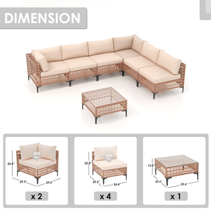 6 - Person Outdoor Sectional Seating Group with Cushions
