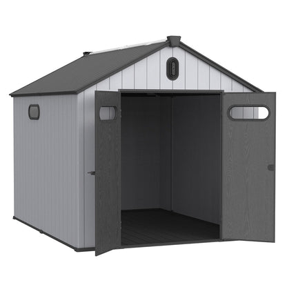 6 ft x 4 ft/6 ft x 8 ft/8 ft x 6 ft/8 ft x 10 ft All-Weather Resin Outdoor Plastic Storage Shed w/Floor, Spire Tool Shed