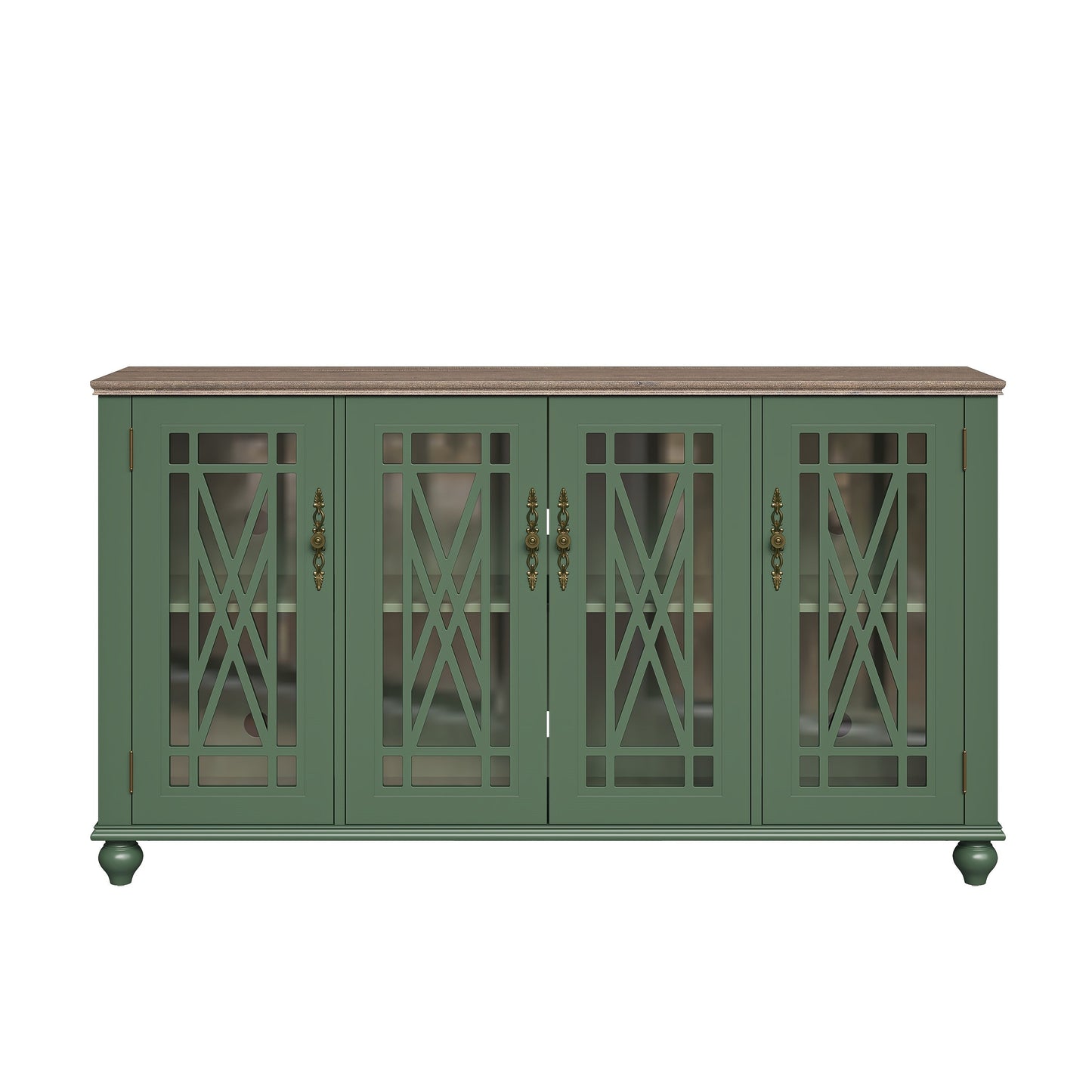 63 Vintage Style Wood Kitchen Accent Buffet Sideboard Cabinet - 63 in Width