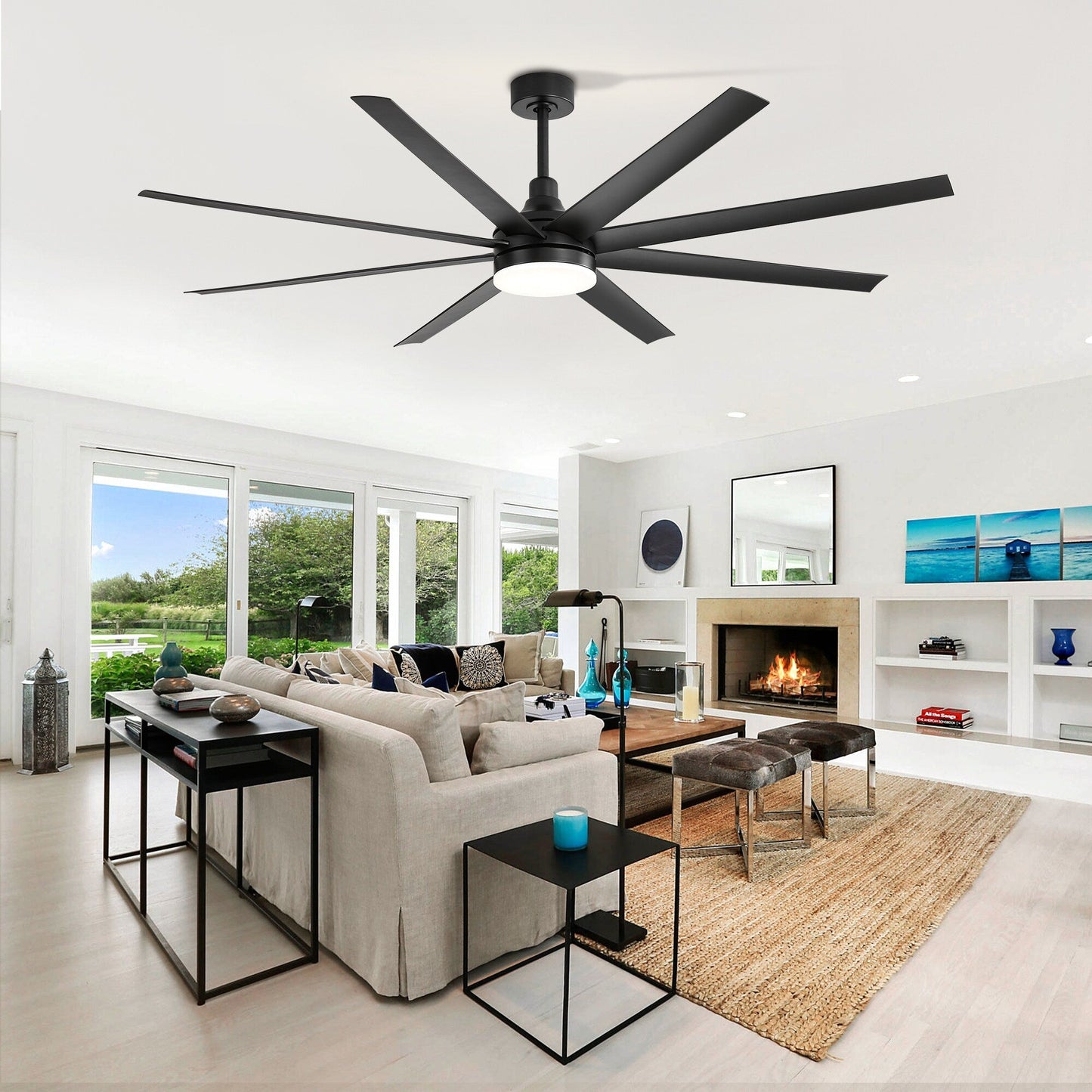 72 Large Ceiling Fans with LED Light Remote Control-8 Blade - 72 Inch
