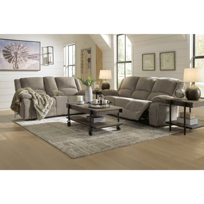 Draycoll Power Reclining Loveseat with Console - Pewter