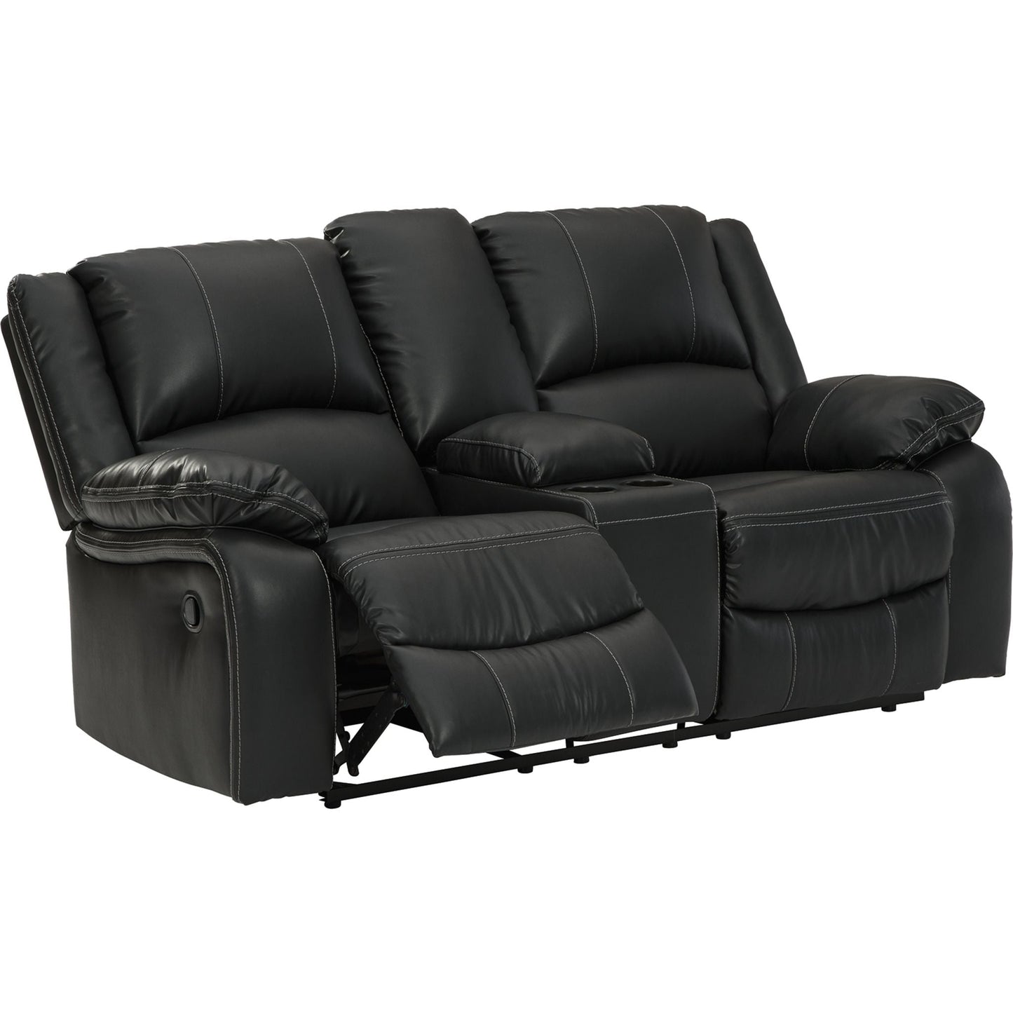 Calderwell Reclining Loveseat with Console - Black