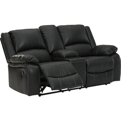 Calderwell Reclining Loveseat with Console - Black