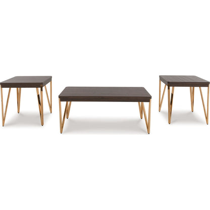 Bandyn 3 Pack Tables - Brown/Champagne