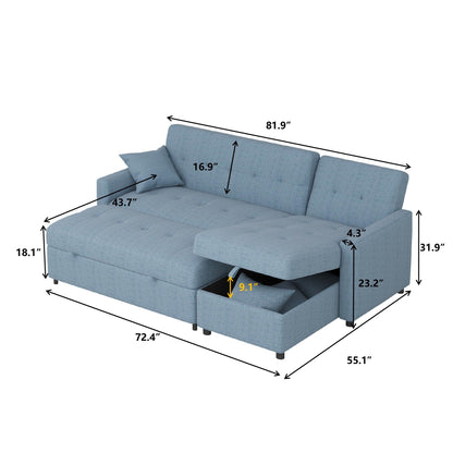 82'' Wide Reversible Sleeper Sofa & Chaise