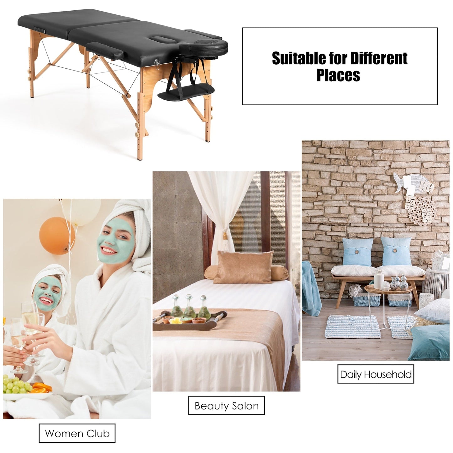 84''L Portable Massage Table Adjustable Facial Spa Bed Tattoo w/ Carry