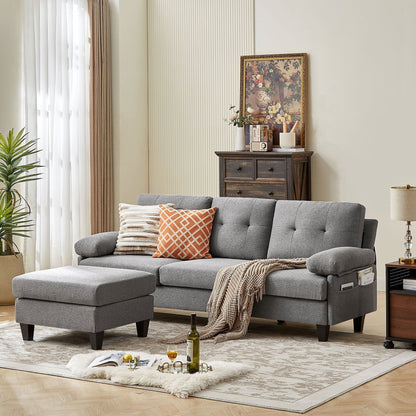 86.22 L Shaped Sectional Sofa with Side Storage Pockets