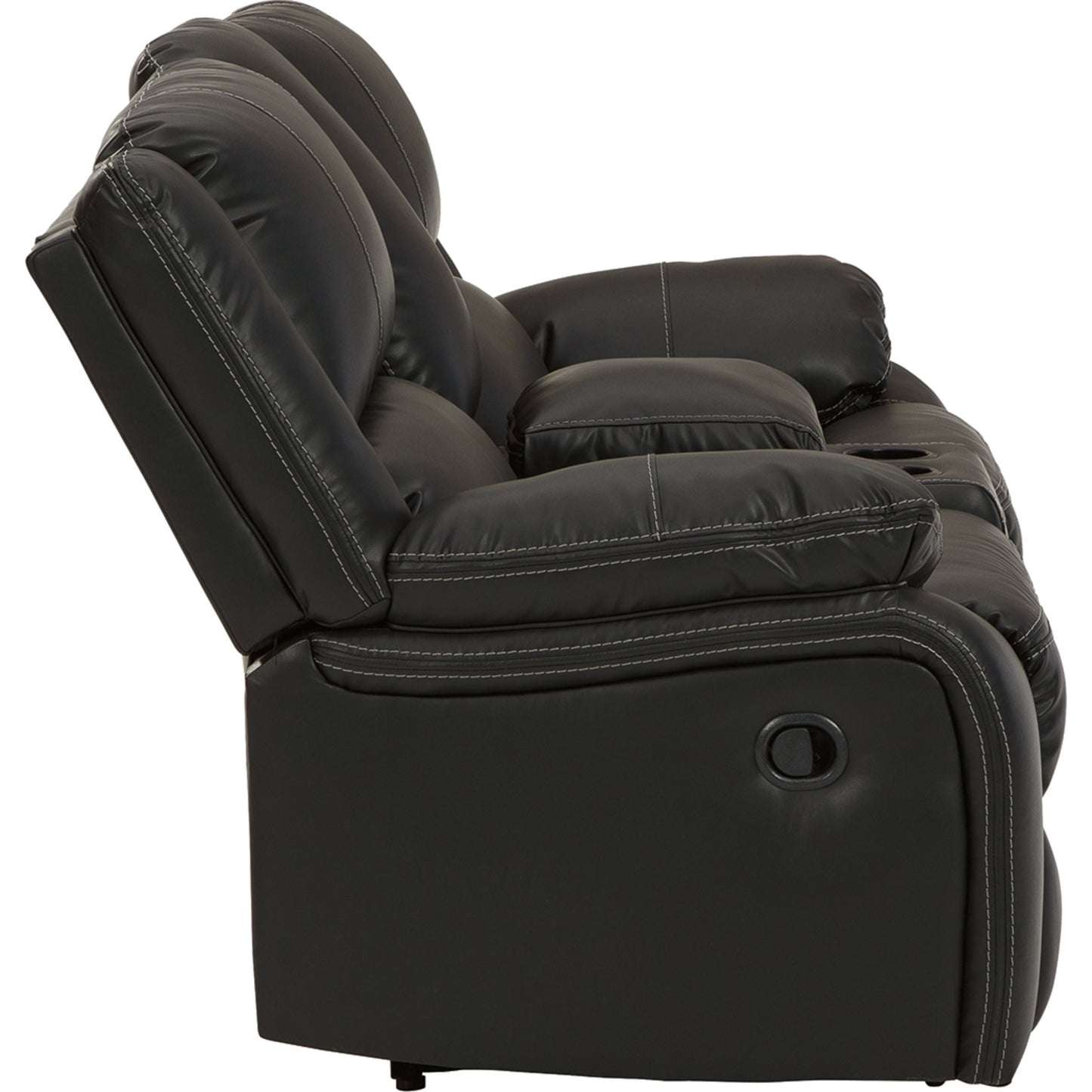 Calderwell Reclining Loveseat with Console - Black