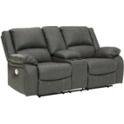 Calderwell Power Reclining Loveseat with Console - Gray