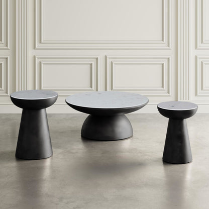Circularity Chairside End Table - White and Gunmetal