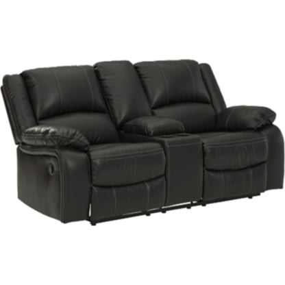 Calderwell Reclining Loveseat with Console - Black