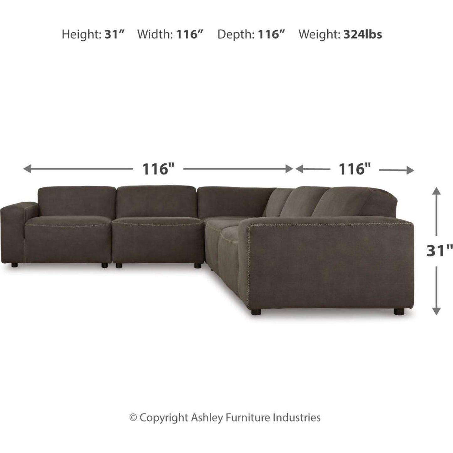 Allena 5 Piece Modular Sectional