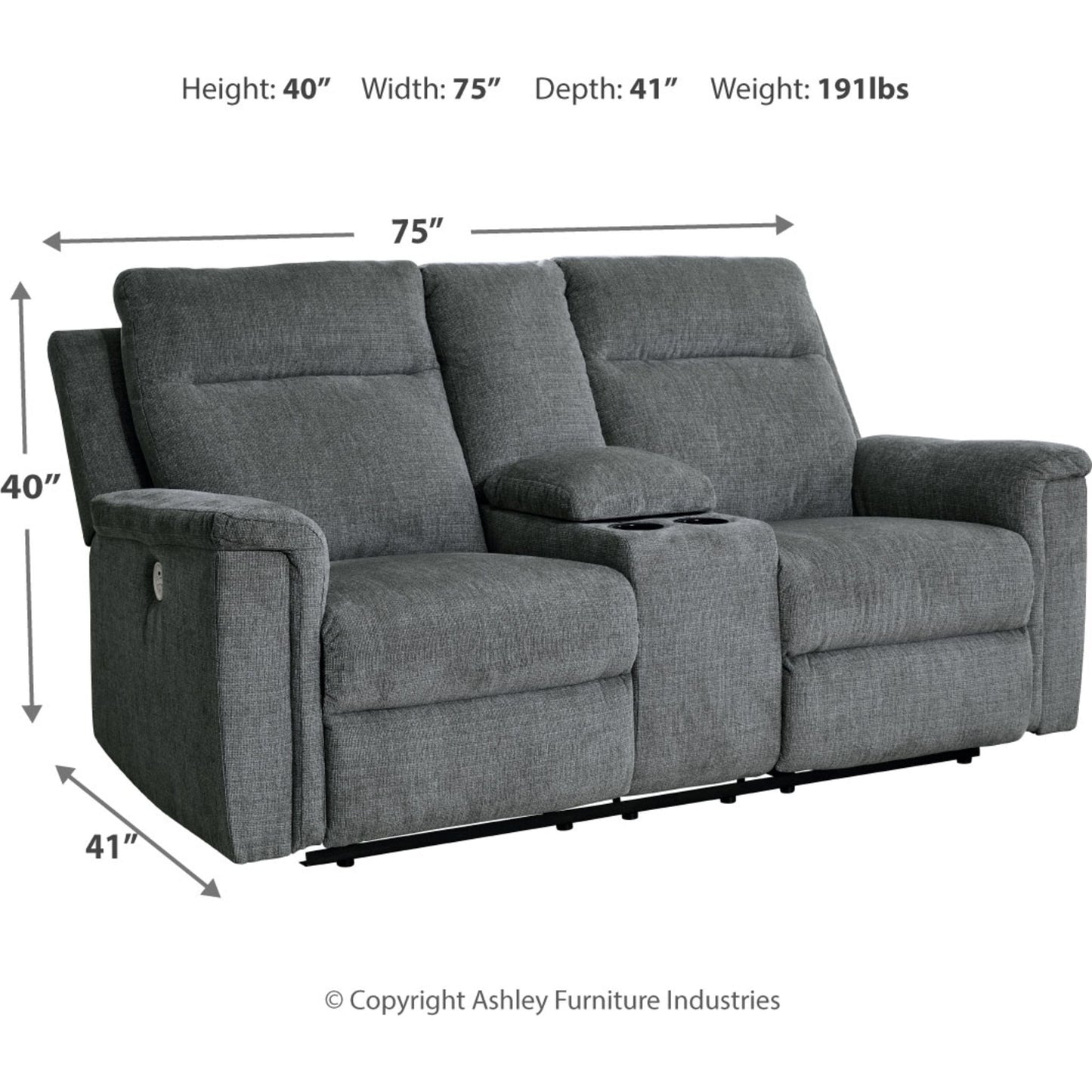 Barnsana Power Reclining Loveseat with Console