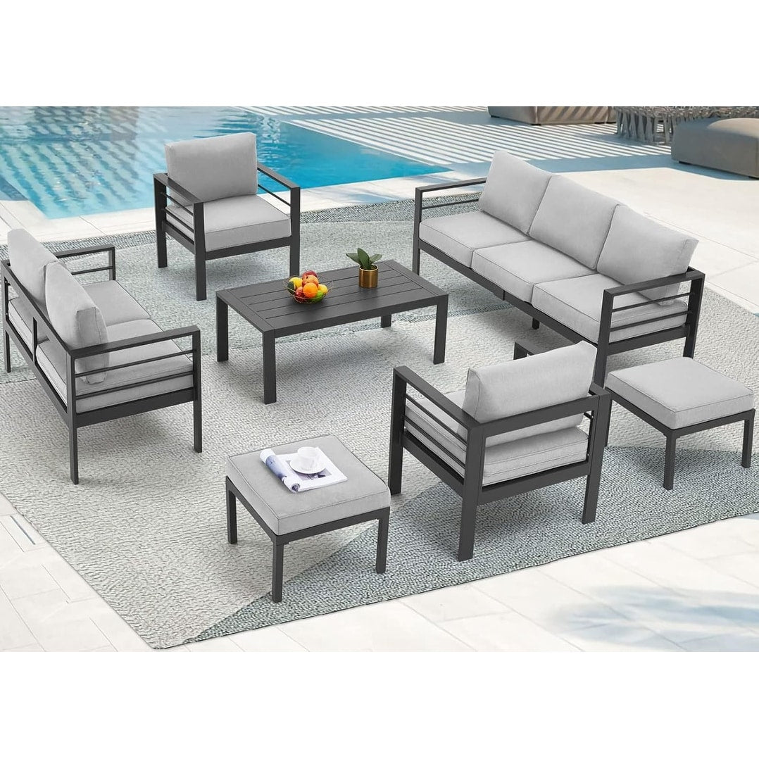 AECOJOY 7 Pieces Aluminum Patio Furniture Set Outdoor Conversation Set