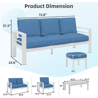AECOJOY 7 Pieces Aluminum Patio Furniture Set Outdoor Conversation Set
