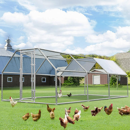 AECOJOY Large Metal Chicken Coop Run Walk-in Metal Chicken Cage