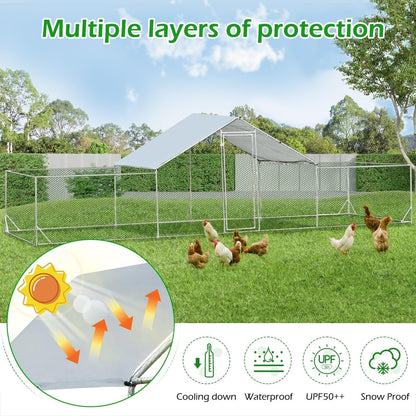 AECOJOY Large Metal Chicken Coop Run Walk-in Metal Chicken Cage