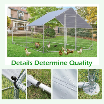 AECOJOY Large Metal Chicken Coop Run Walk-in Metal Chicken Cage