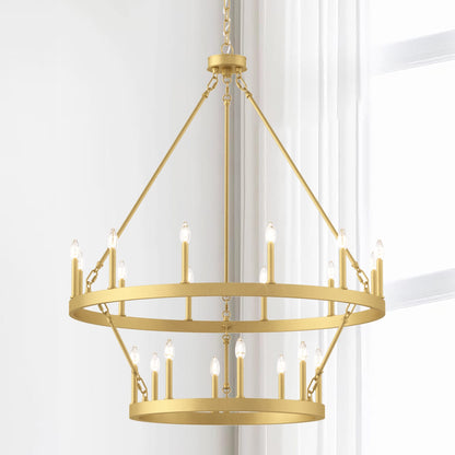 Acroma 20-light Modern Farmhouse 40In Round Wagon Wheel Chandelier with UL