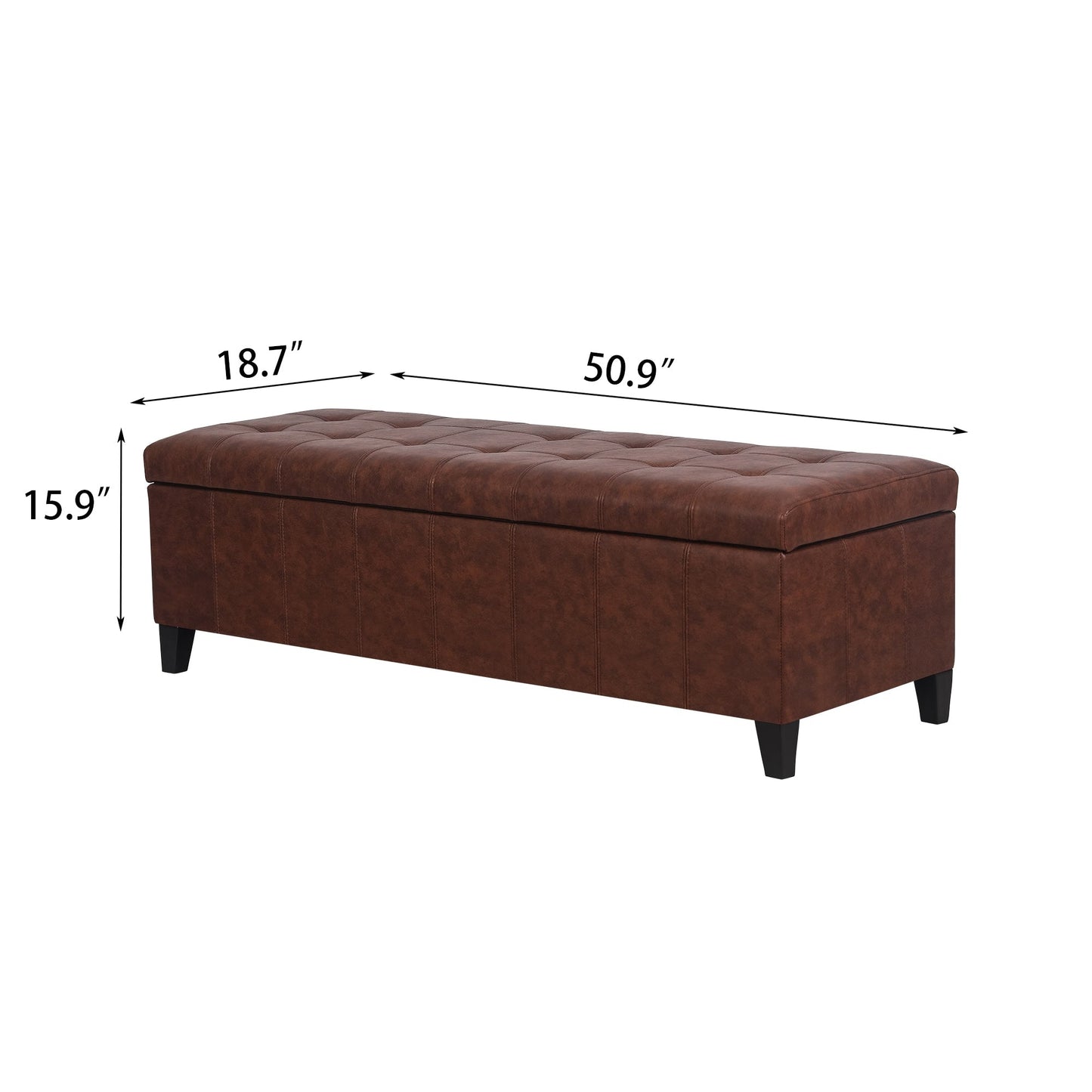 Adeco 50 Bonded Leather Storage Ottoman Bench