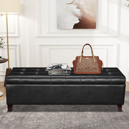Adeco 50 Bonded Leather Storage Ottoman Bench