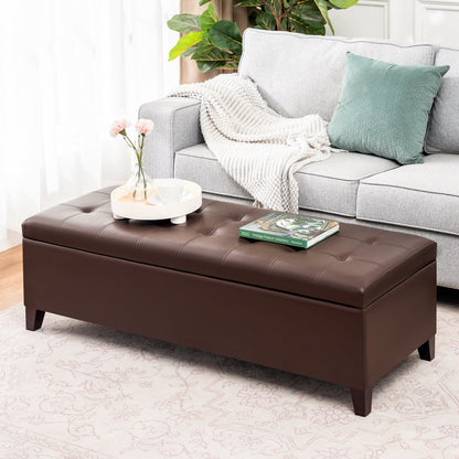 Adeco 50 Bonded Leather Storage Ottoman Bench