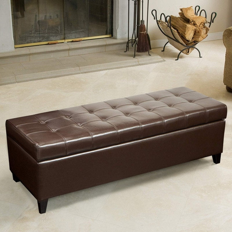 Adeco 50 Bonded Leather Storage Ottoman Bench