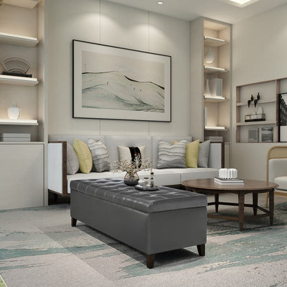 Adeco 50 Bonded Leather Storage Ottoman Bench