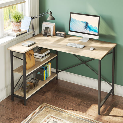 Small L Shaped Desk with Storage Shelves Corner Computer Desk