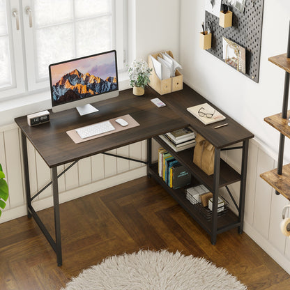 Small L Shaped Desk with Storage Shelves Corner Computer Desk