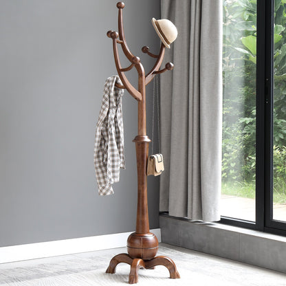 Tree-branch Rubberwood Freestanding Coat Rack with 8 Hooks - 24.5W x 70.87H