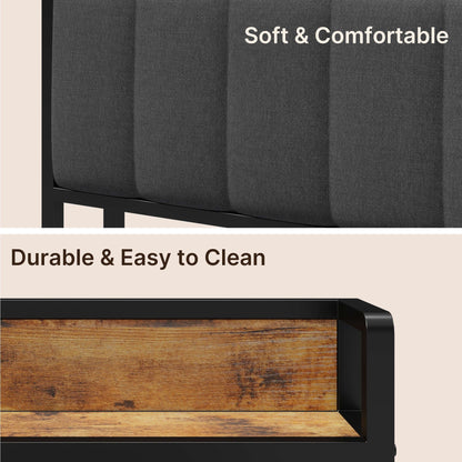 Twin / Full / Queen / King Size Metal Platform Bed Frame with Upholstered Storage Headboard