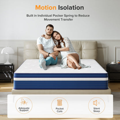 SweDrea 10in. Medium Firm Pillow Top Innerspring Mattress for Back Pain Relief and Cooling with CertiPUR-US, SGS and OEKO-TEX