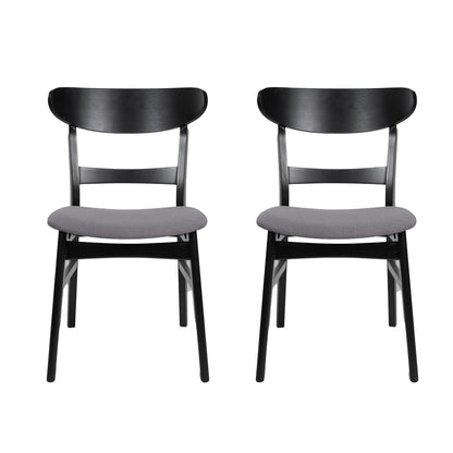 Abrielle Mid-Century Modern Upholstered Rubberwood Dining Chair (Set of 2) by Christopher Knight Home