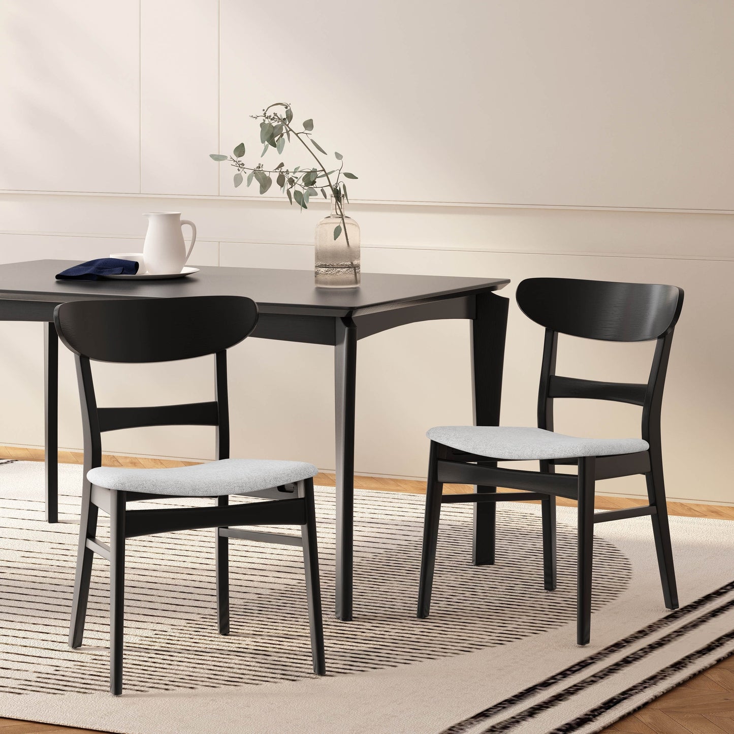 Abrielle Mid-Century Modern Upholstered Rubberwood Dining Chair (Set of 2) by Christopher Knight Home