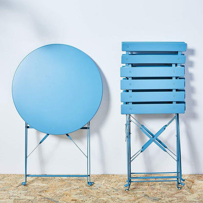 3pc Metal Folding Bistro Set, Weather-Resistant Outdoor/Indoor Conversation Set for Patio, Yard, Garden