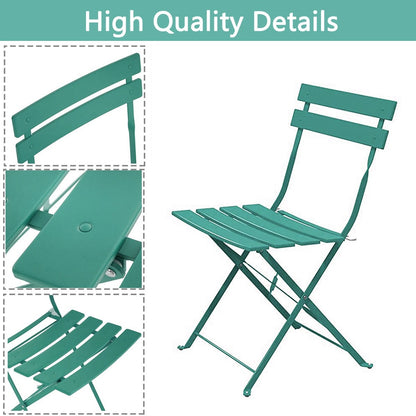 3pc Metal Folding Bistro Set, Weather-Resistant Outdoor/Indoor Conversation Set for Patio, Yard, Garden