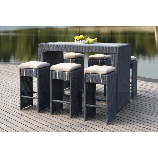 SAFAVIEH Outdoor Euda Bar Set (7-Piece) - 29Wx59Dx42H