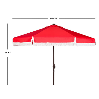 SAFAVIEH Ronette Fringe 9 Ft Crank Outdoor Umbrella