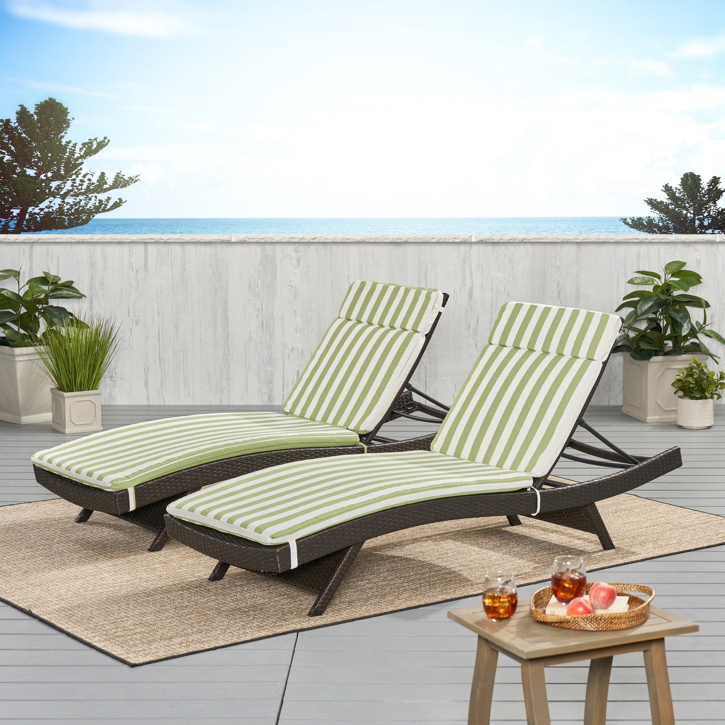 Salem Outdoor Cushion Set for Chaise Lounge - Cushions only (Set of 2) by Christopher Knight Home - 79.25L x 27.50W x 1.50H